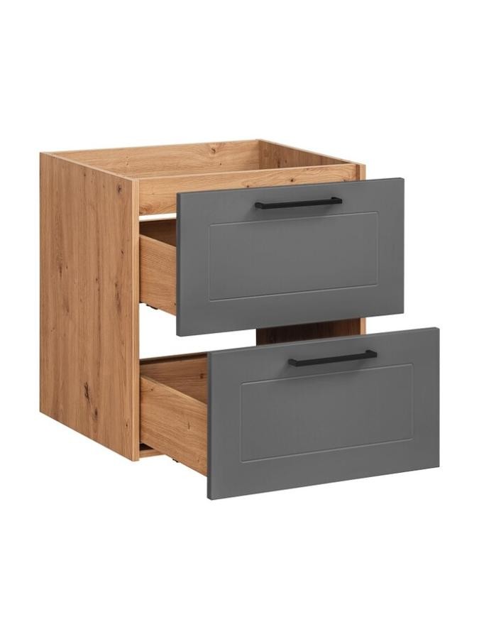 Komplett møbelpakke til baderom 60 × 46 cm – eikedekor, grafitt og gunmetal